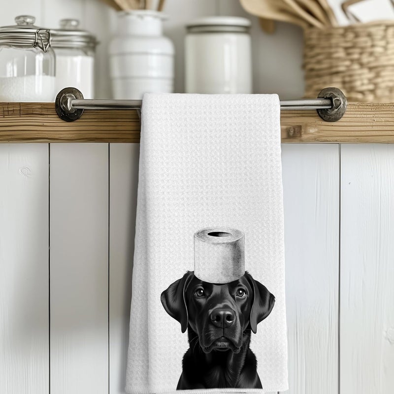 LUKIPOM Funny Black Labrador Retriever Hand Towels for Bathroom Decor, Black Lab Gifts,Dog Mom Gifts, Dog Bathroom Decor, Funny Kitchen Towels, 16x24 Inches - Image 3